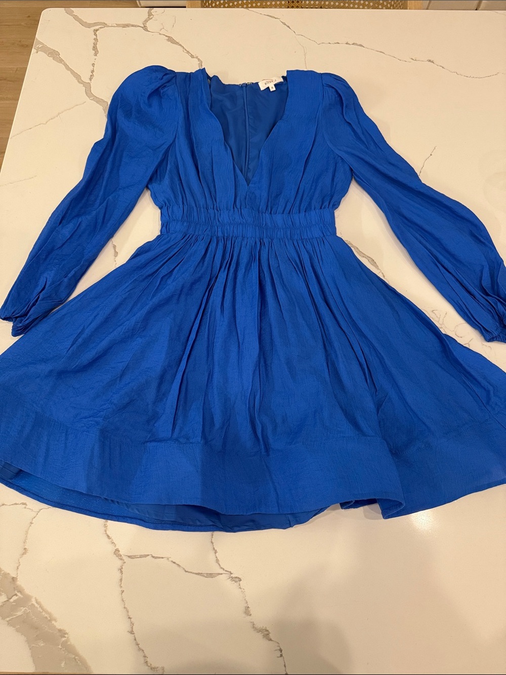 Billy J Blue V-Neck Long Sleeve Women's Dress